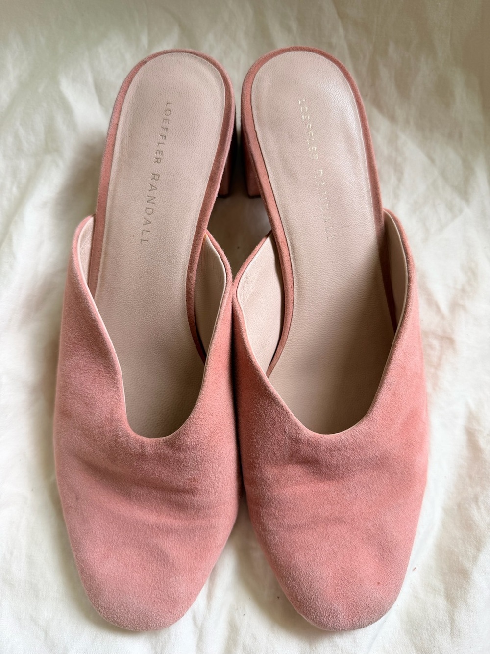 Loeffler Randall Pink Suede Block Heel Mules
